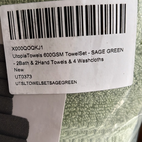 New In package UTOPIA TOWELS 8 piece towel set 100% cotton - SAGE GREEN - Picture 3 of 5